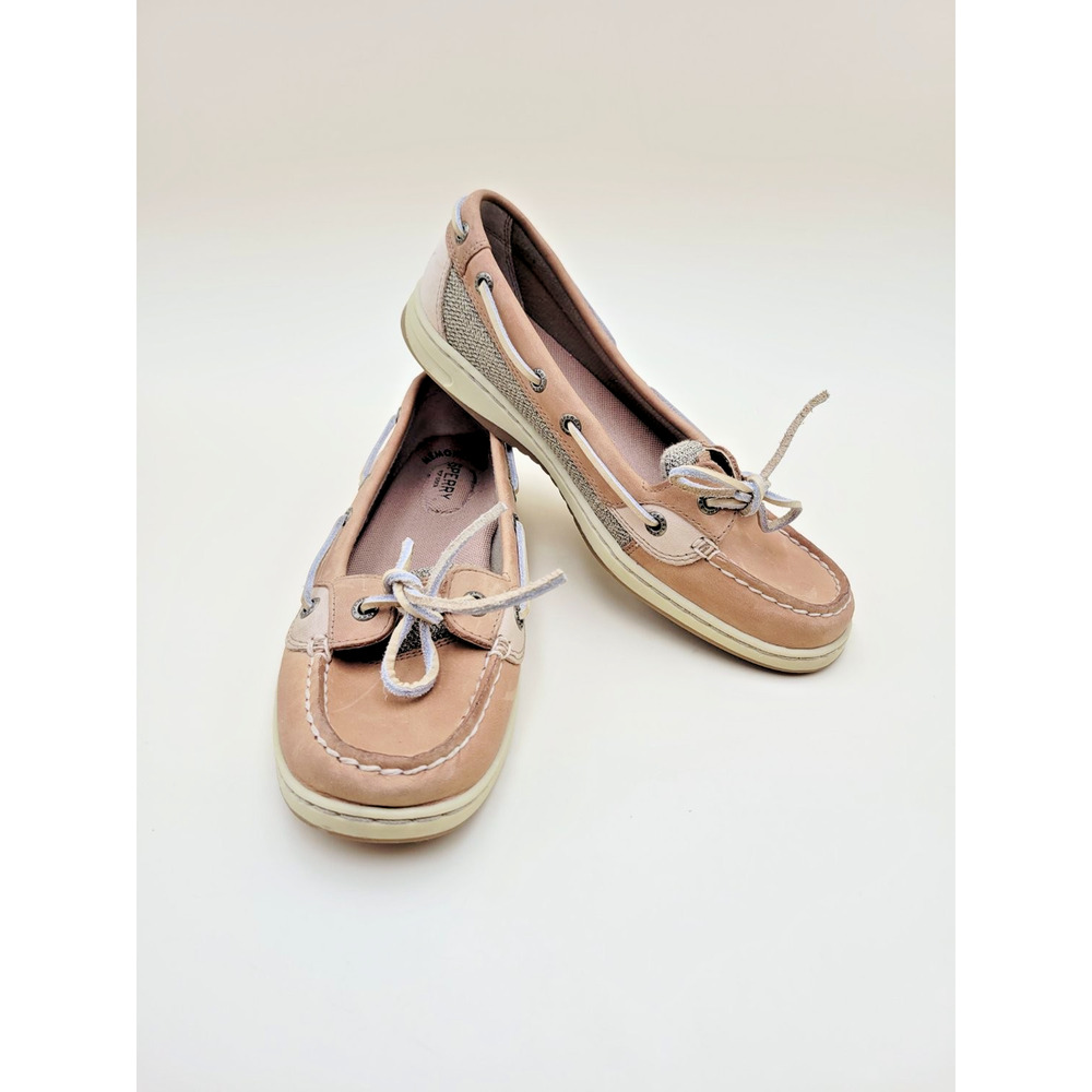 Sperry Angelfish Women's Boat Shoes Size 8 Tan Leather Mesh Loafers 9102047 Used - Picture 2 of 9